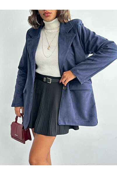 AÈC PRIVÈ Жіночий новий сезон преміум якості темно-синій замшевий блейзер 7777