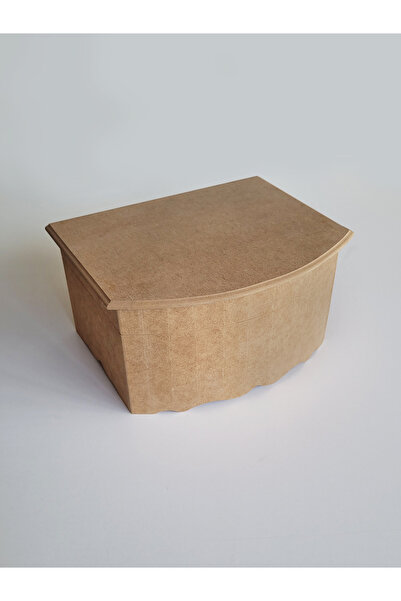 AN'GE Ahşap, Ham Mdf, Boyanabilir Bombeli Ahşap Dikiş Kutusu, Takı Kutusu, Makyaj Kutusu