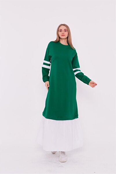 Bwest Αθλητικό φόρεμα Gupse με λεπτομέρεια με ρίγες στο μανίκι - 71079.111 - Beneton Green