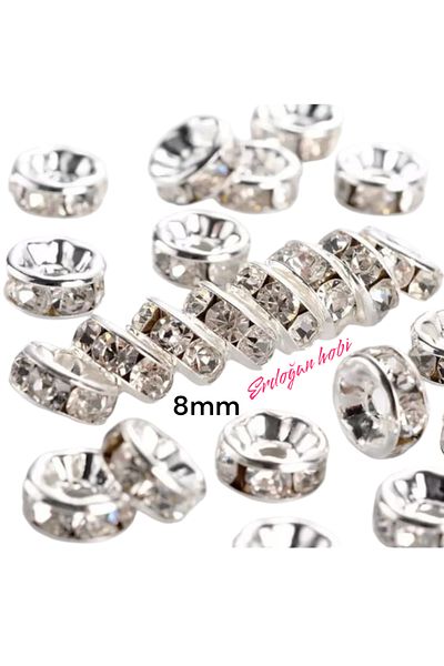 erdoğan hobi Crystal Stone Washer Beads 8mm 100 Pieces Spacer Beads with Stone Washer Jewelry Design Beads