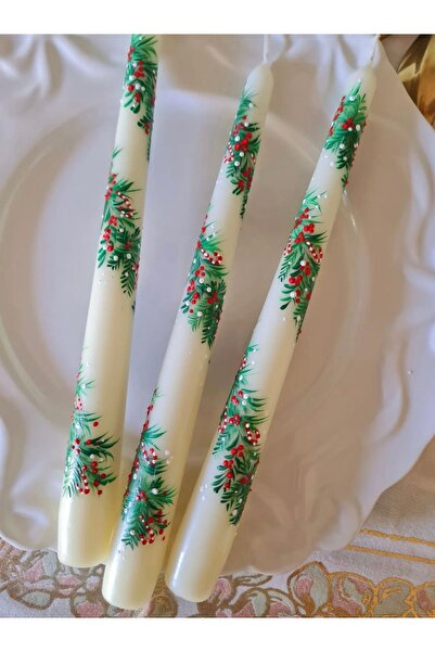 Hatice sakallı design ( 1 Adet )yılbaşı noel yeniyıl  temalı el boyama şamdan...