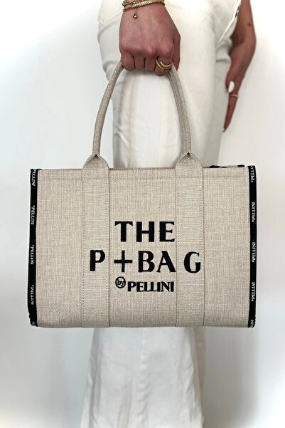 By Pellini The P+Bag El ve Omuz Büyük Çanta Krem