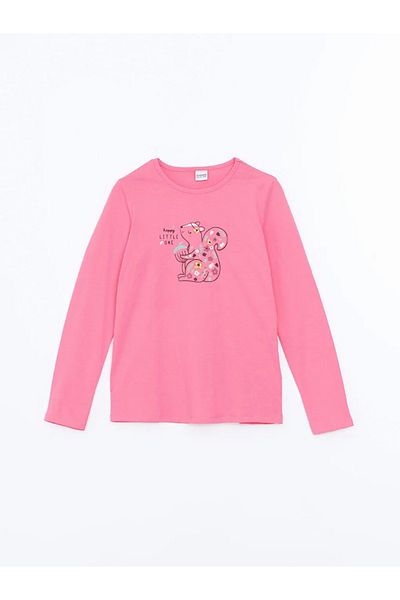 LC Waikiki Κοριτσίστικο μπλουζάκι με μεσαίο ροζ Crew Neck