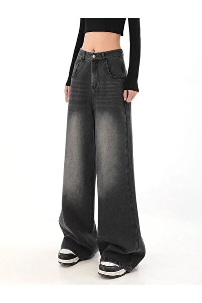 EDVESS Y2K BLACK SPĂLAT BAGGY JEAN PANTALONI PULȚI