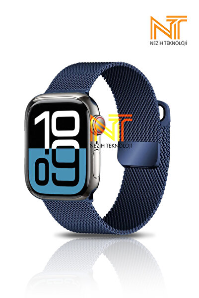 Nezih Case Apple Watch Seri 10 46mm Uyumlu Paslanmaz Hasır Örgü Metal Milano ...