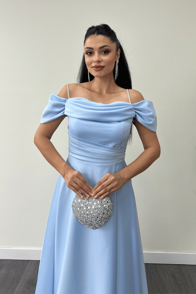 giyimmasalı Rochie de seara cu bretele din satin - BEBE BLUE