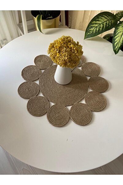 Nev Design الجوت، الخوص، عداء، مفرش المائدة 50x50