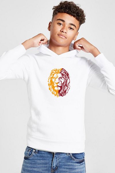 Tshirthane Hanorac cu glugă 3ip pentru copii, galben, roșu, leu alb