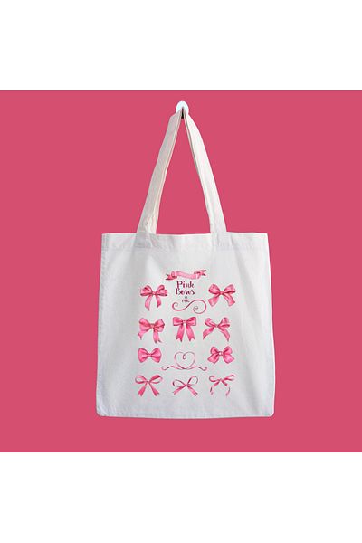 designedfy Pink Bow 2 Waterproof Printed Cloth Bag, Beach Bag