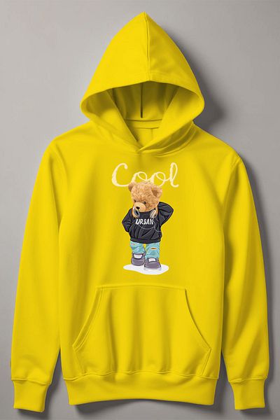 MYADA Hanorac pentru băiat cu glugă cu imprimeu Cool Bear 11003