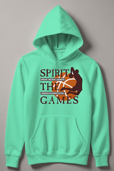 MYADA Детски суичър с качулка с баскетболен принт - Spirit The Games 11139