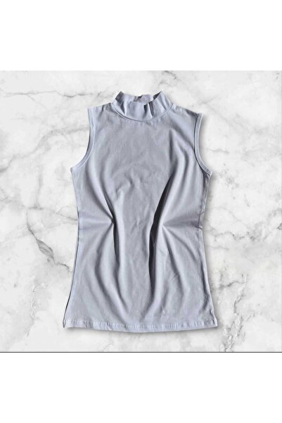 TRİYA FASHİON Turtleneck 2-Piece Black and White Color-Saving Product (Without Sleeves) Women's Body-Singlet