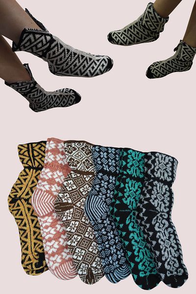 Leement socks Дамски 6 чифта плетени вълнени чорапи, подаръчен комплект, сгъваеми