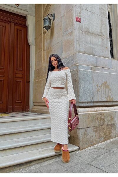 VOOLSTYLE Women's Madonna Collar Sweater Skirt Knitwear Set