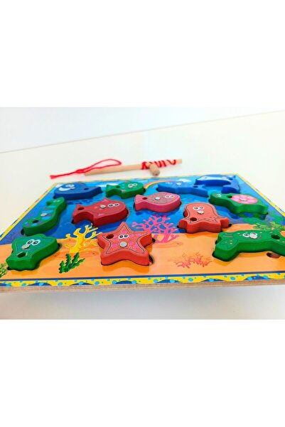 Genel Markalar Ahşap Ipli Mıknatıslı Balık Tutma Oyunu -ipli Bultak Puzzle