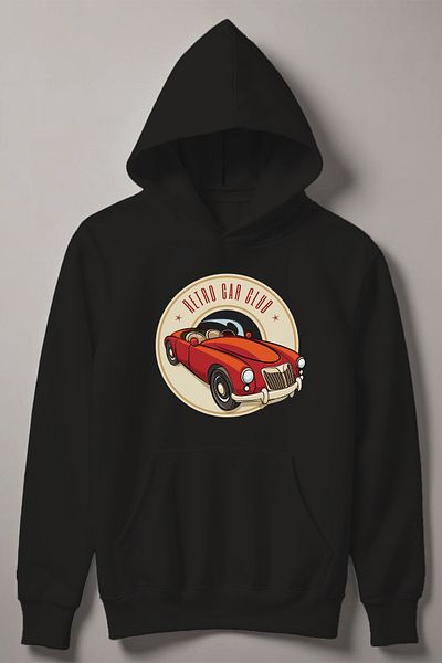 MYADA Детски суитшърт с качулка и щампа Retro Car Club 12566