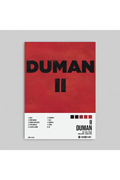 Orendart Duman - 2 Albüm Spotify Çerçevesiz Tasarım Poster
