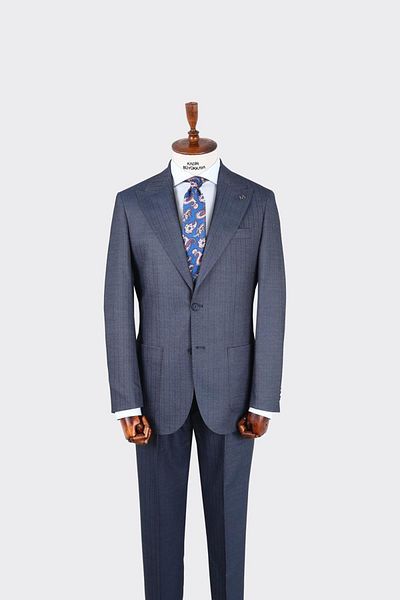 Kadir Büyükkaya Swallow Collar Pleated Men's Suit-Kax1303S