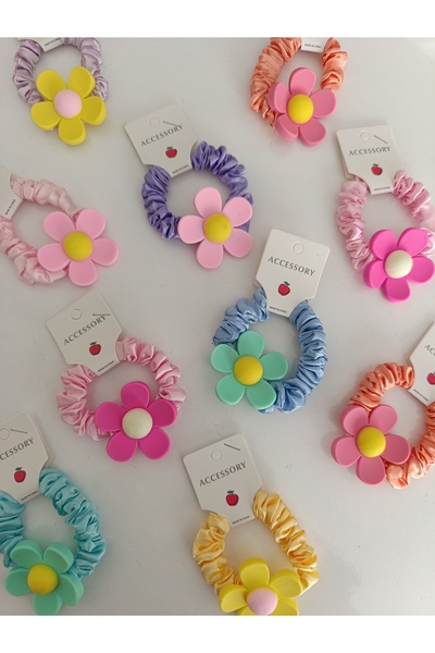 MutluBiDünya Lily 3 Adet Figürlü Saten Scrunchie Toka