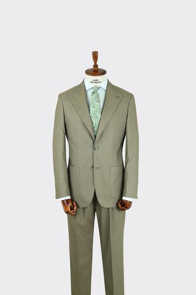 Kadir Büyükkaya Kırlangıç Yaka Pileli Erkek Takım Elbise-KAX1303S