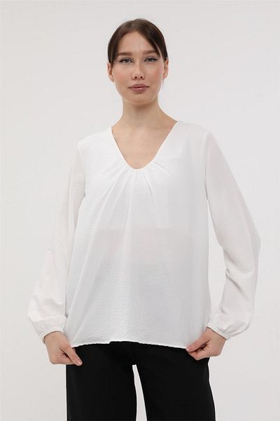 HomeStore Gerüschte Bluse mit V-Ausschnitt