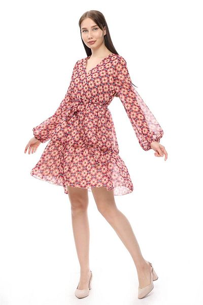 HomeStore Gemustertes Kleid mit V-Ausschnitt