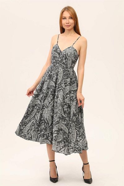 HomeStore Detaylı Elbisepatterned Long Dress With Scarf Detail