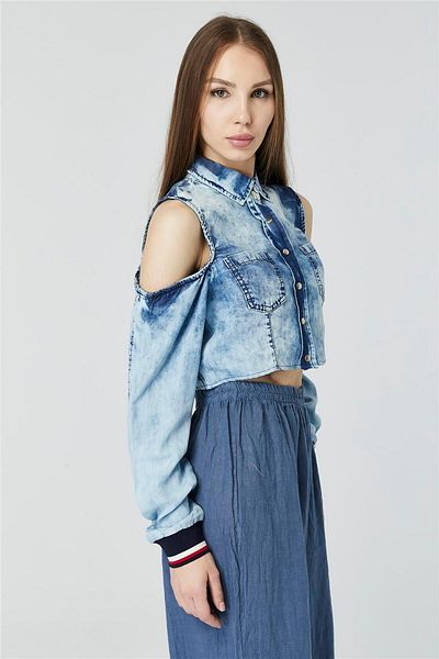 HomeStore Jean Crop Shirt