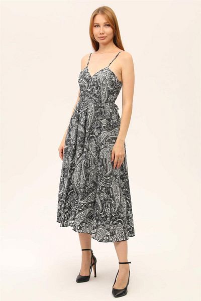 HomeStore Detaylı Elbisepatterned Long Dress With Scarf Detail