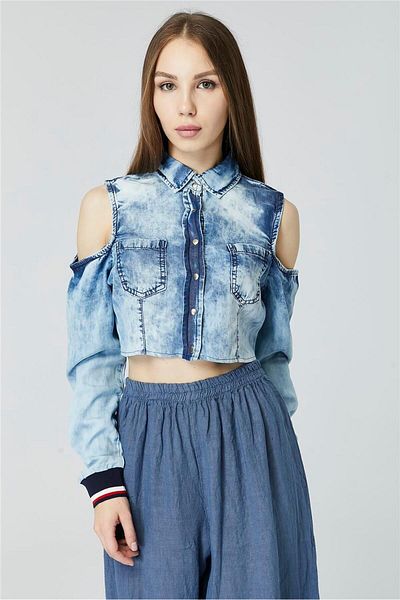 HomeStore Jean Crop Shirt