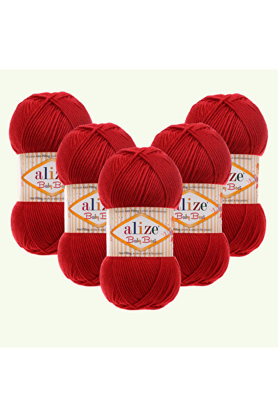 Alize Baby Best 5 Pieces Baby Rope - 10% Bamboo Antipiling, 106 Dark Red