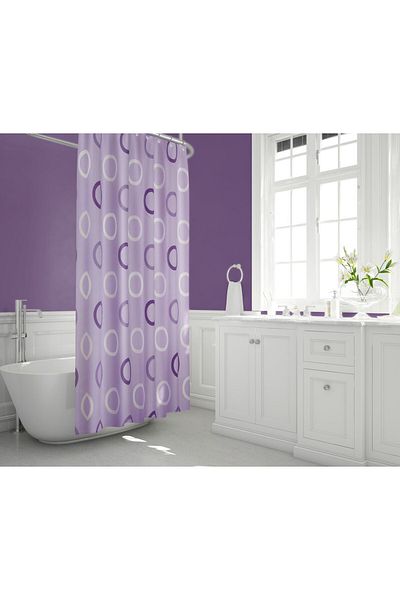 Zethome Κουρτίνα μπάνιου Lilac Single Wing - 1x180x200 Ring Gift, 5033 Model Κουρτίνα μπάνιου