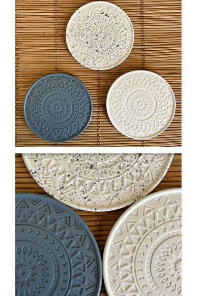 Ueex Home طقم ماندالا مرقط باللون الأزرق من Vıvasto مكون من 3 قطع - قاعدة أكو...