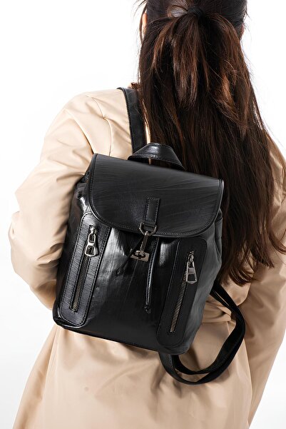 Erzeno حقيبة ظهر نسائية سوداء بتصميم بوهيمي من الجلد الطبيعي (حقيبة ظهر نسائي...