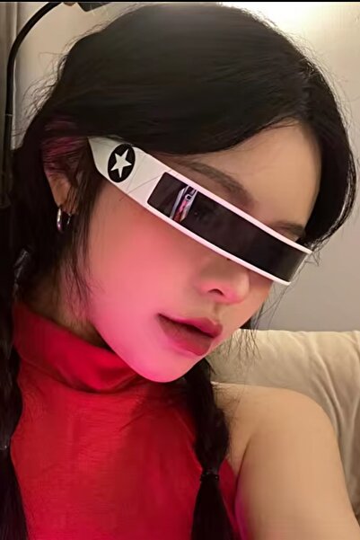 Giraffe Halloween Party Rave Punk Gözlüğü Beyaz Uzaylı