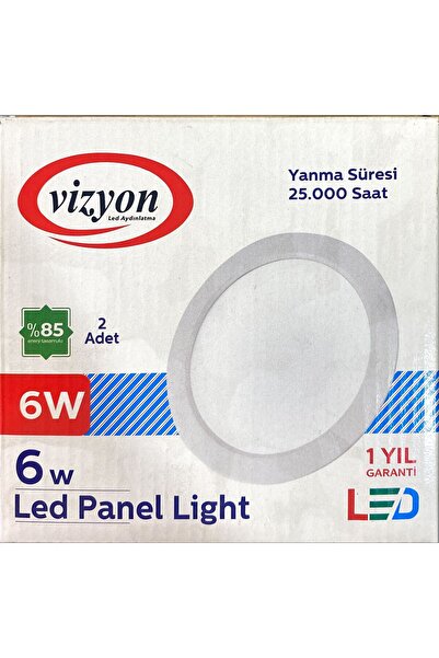 VİZYON SIVA ALTI LED PANEL 6 WATT SARI IŞIK 3200 KELVIN // 2'Lİ KUTU