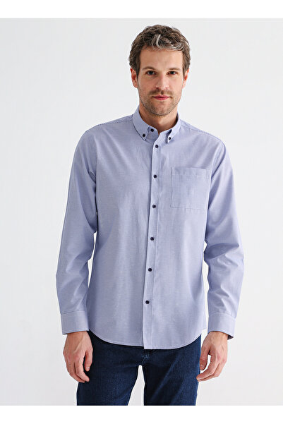 FABRIKA COMFORT Mavi Erkek Düğmeli Regular Fit Gömlek CM MYDOS 113