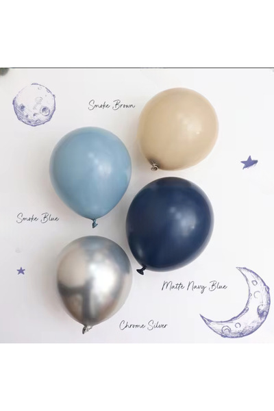 Öztürkpartievi Mavi Lacivert Gümüş Balon 50 Adet