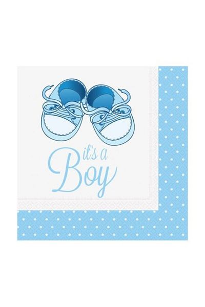 Roll-Up 33*33cm Napkin 20pcs - It's A Boy Blue Booties