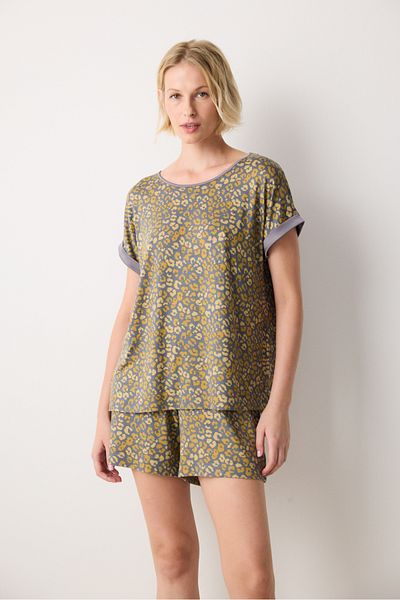 Penti Aging Colllagen Leopard Grey Shorts Pyjama-Set