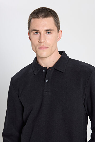 WRANGLER Regular Fit Normal Kesim Polo Yaka Siyah Sweatshirt