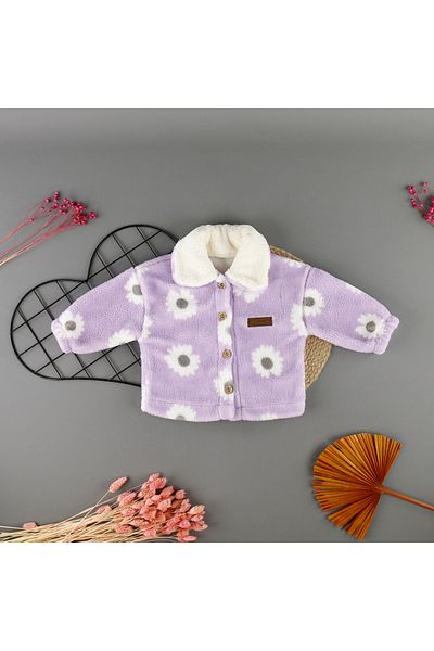 bebegci Seasonal Winter Girl's Coat with Flower Detail