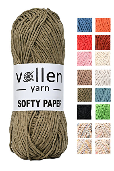 vollen yarn Yumuşak Rafya Kagit Ip,hobi Ipi,tığ Işi,el Örgü Ipi,çanta,supla Ve Şapka Ipi,haki