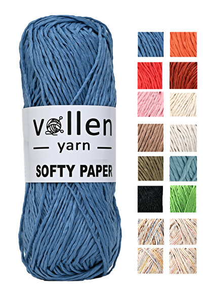 vollen yarn Yumuşak Rafya Kagit Ip,hobi Ipi,tığ Işi,el Örgü Ipi,çanta,supla Ve Şapka Ipi,denim Mavi