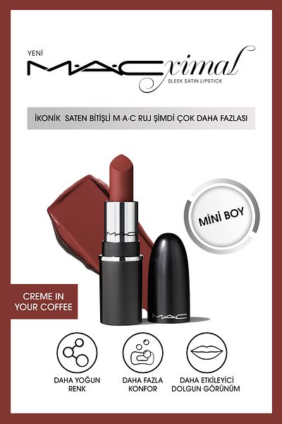 M.A.C Satin Finish Mini Lipstick - Intensive Color, for Lip and Cheek, Creme in Your Coffee - 1.5Gm Keyo445