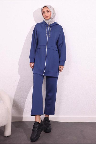TRENDTESETTÜR Γυναικείο σετ παντελονιών κατάδυσης Navy Blue Indigo - T 6654