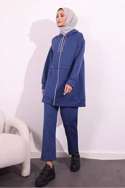 TRENDTESETTÜR Γυναικείο σετ παντελονιών κατάδυσης Navy Blue Indigo - T 6654