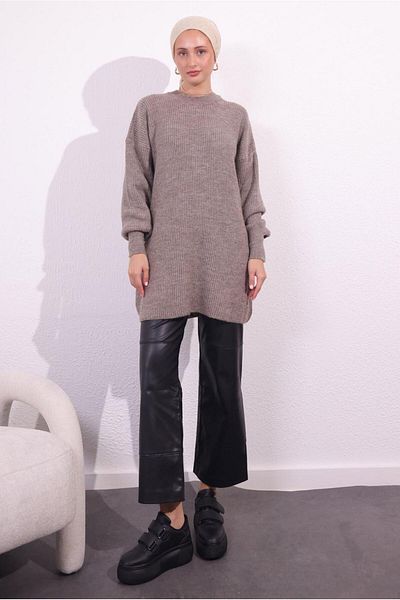 TRENDTESETTÜR Gray Antresite Balloon Sleeve Knitwear Tunik - Women's t 1809