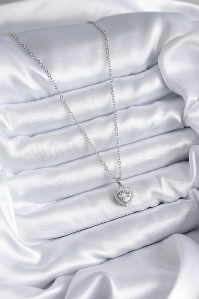 Skygo 316L Steel Chain Silver Color Heart Model Charm Women's Necklace - TJ-BKO7852