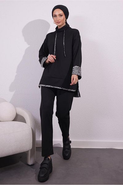 TRENDTESETTÜR Μαύρο γυναικείο κοστούμι - με παντελόνι δύο κλωστών, T 3054